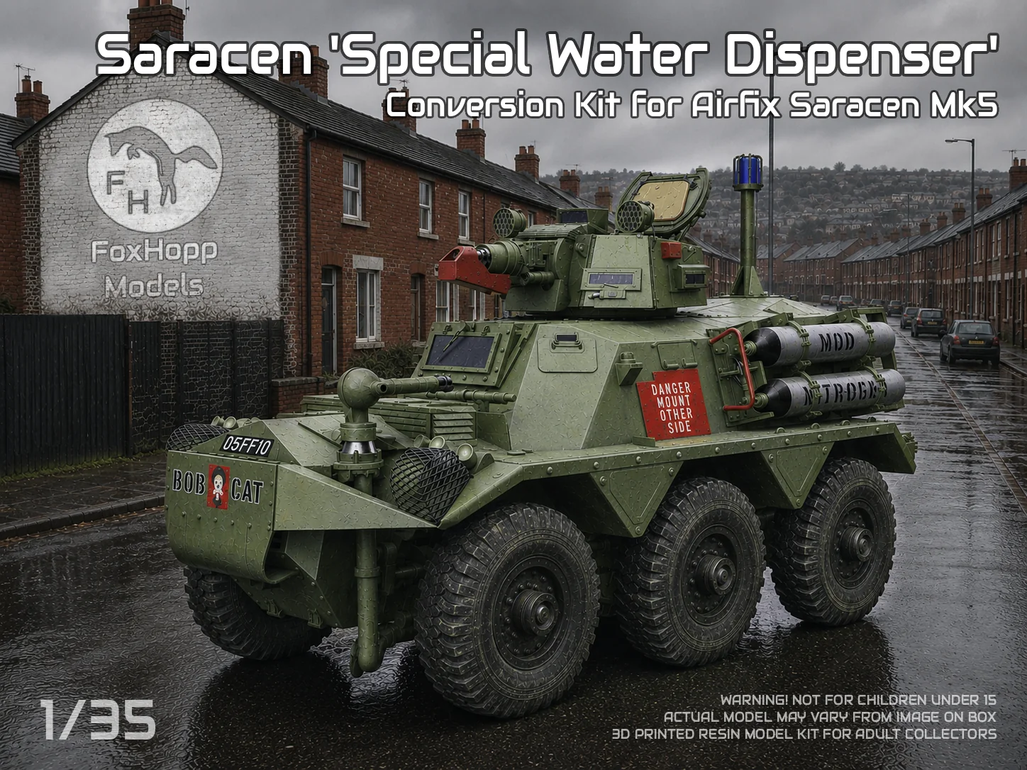 The contents of this kit contains parts for converting the 1/35 Airfix Saracen Mk5 into the 'Special Water Dispenser' variant.